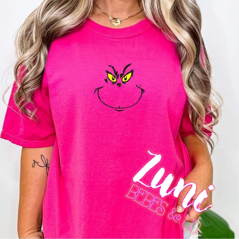Pink grinch face tshirt